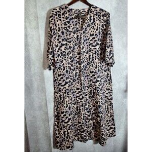 Donna Karan House Dress Mumu Sz Large Animal Print Cotton Loungewear Sleepwear